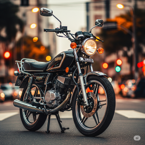 Uma imagem detalhada do Yamaha RX 180 Retorno em uma rua brasileira, mostrando seu design clássico e toques modernos.